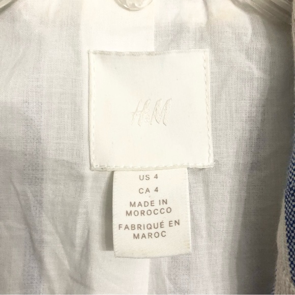 Linen Blend Blue and White Striped Blazer Size 4 - Picture 7 of 9